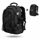CarryQuest® - 65L Tactical Backpack - Grote Hiking Rugzak van Nylon met Polyester Voering, Rugventilatie, Verstelbare Borstgordel & Front-/Toploader - Outdoor, Camping & Survival - 38x33x53 cm - Zwart