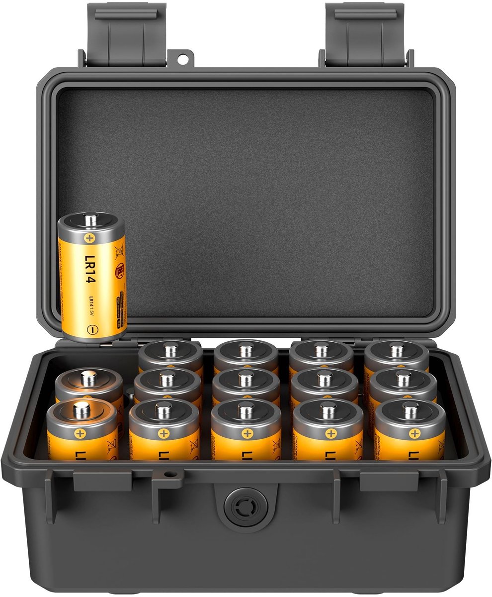 Omgoods - Batterij Organizer voor C/LR14/AM2 Batterijen, Waterdicht