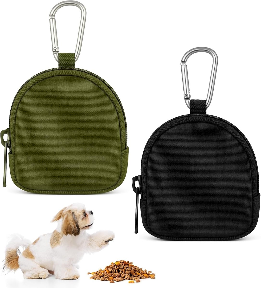 Set van 2 Honden Snacktassen - Handige Voedingstas voor Honden Training met Rits en Karabijnhaak, Draagbare Mini Tas voor Honden