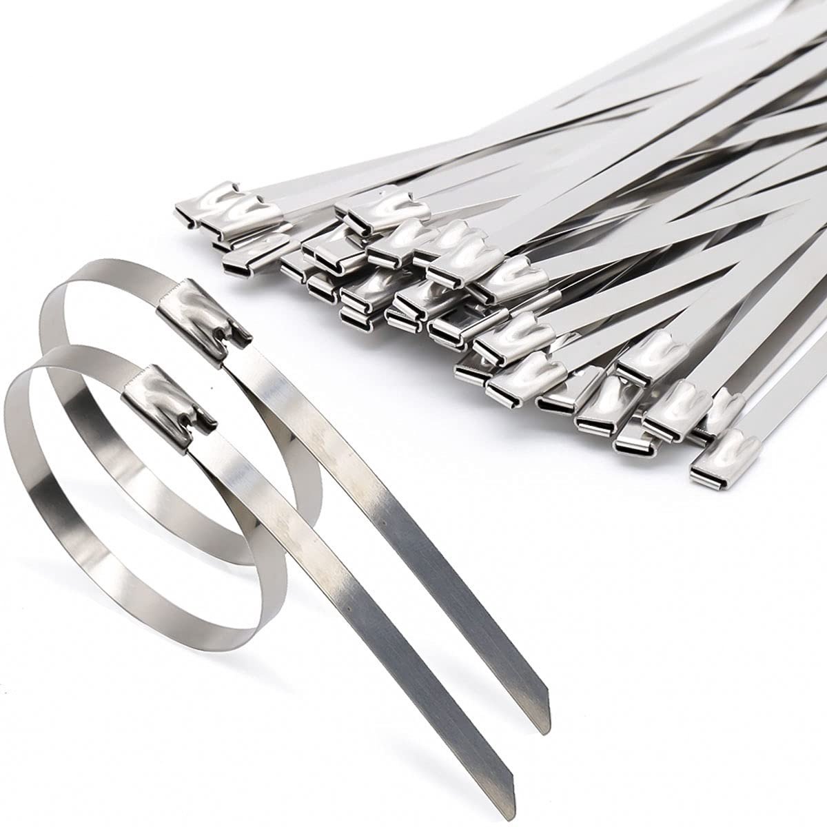 Omgoods - 100 Stuks RVS Kabelbinders met Sluitfunctie