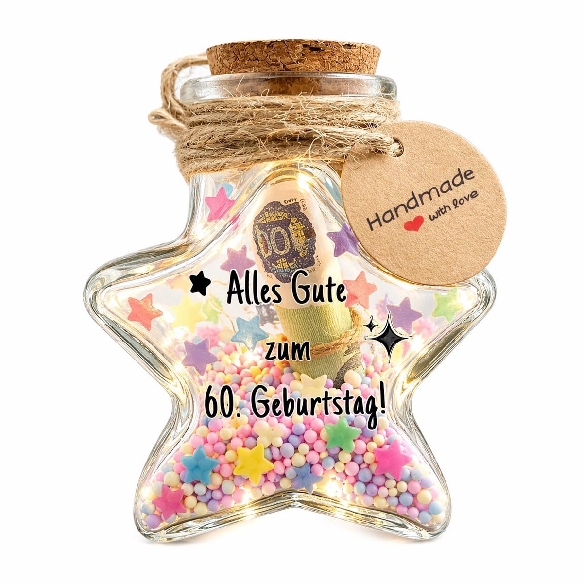 Omgoods - Stervormige Glazen Flessen met Kurk voor Geldcadeaus en Decoratie