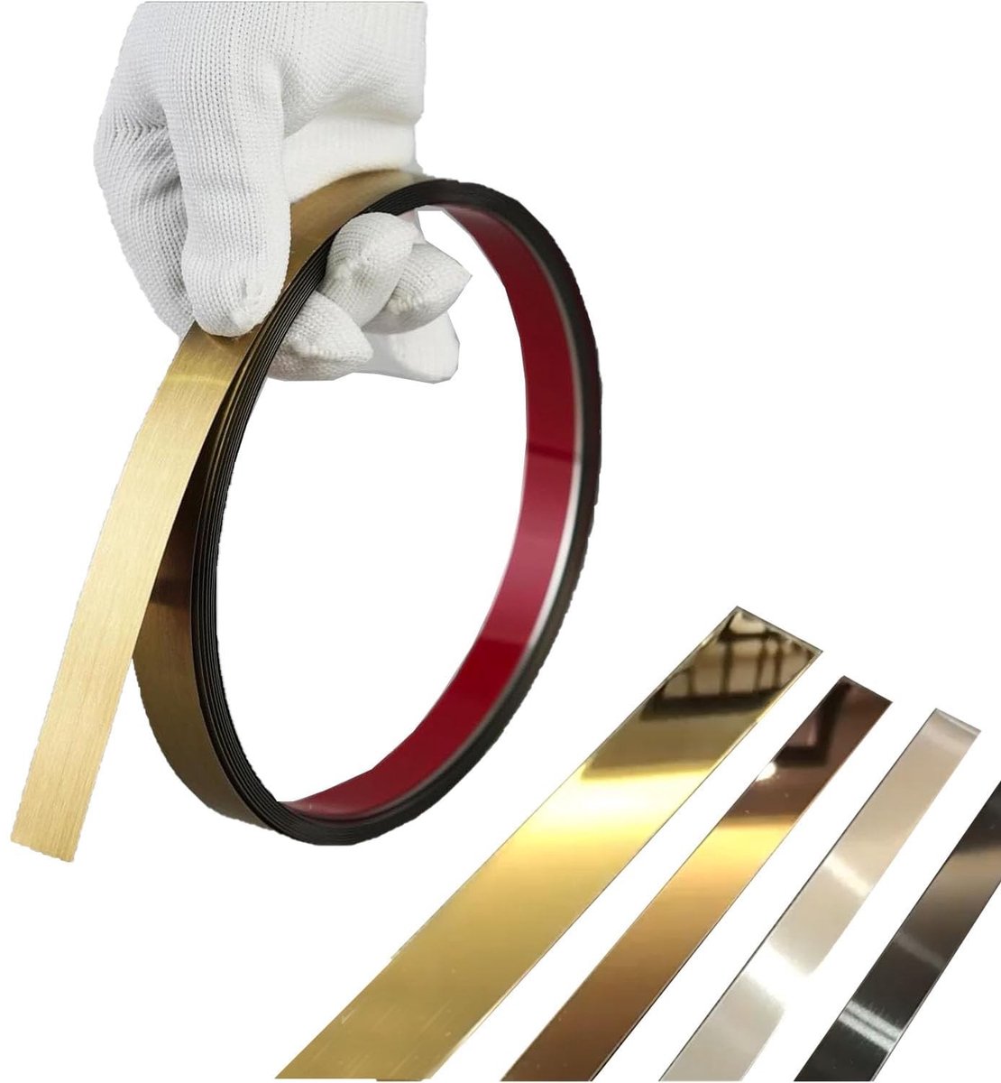 Omgoods - Flexibele Zelfklevende Wandlijst, Goud 8m x 2cm