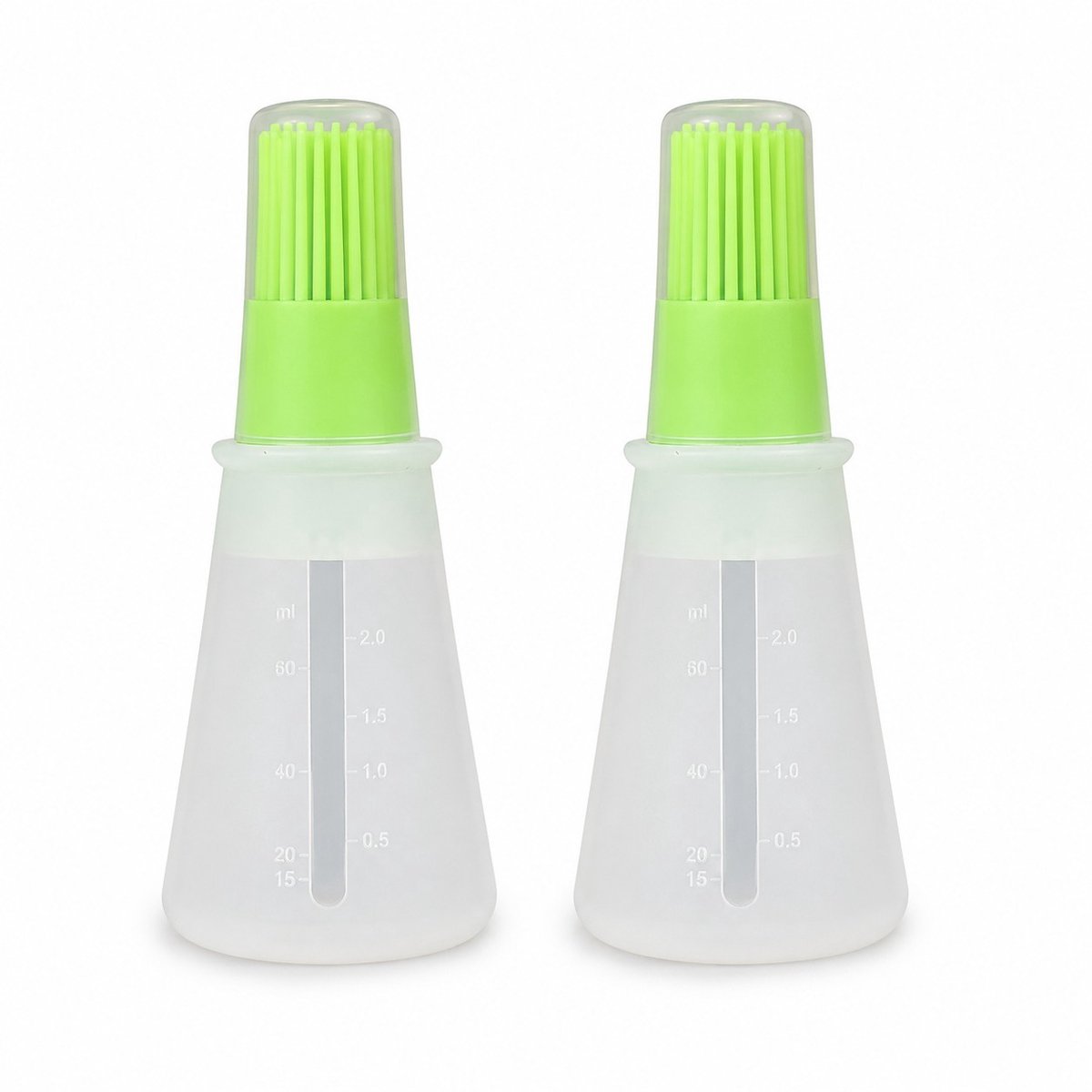 K&R Ventures® Siliconen Oliekwast met Reservoir 60 ml - Hittebestendige Bakkwast - Voor BBQ, Airfryer, Bakken, Grillen & Koken - Marinadekwast - Groen - 2 stuks