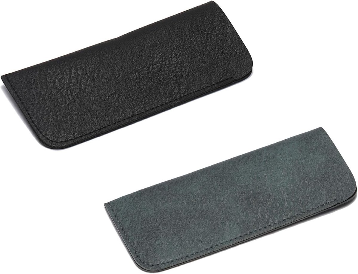 Zachte brillenkoker van PU-leer, praktische opbergtas voor zonnebrillen en monturen, ideaal voor mannen, vrouwen en kinderen (zwart, blauw)