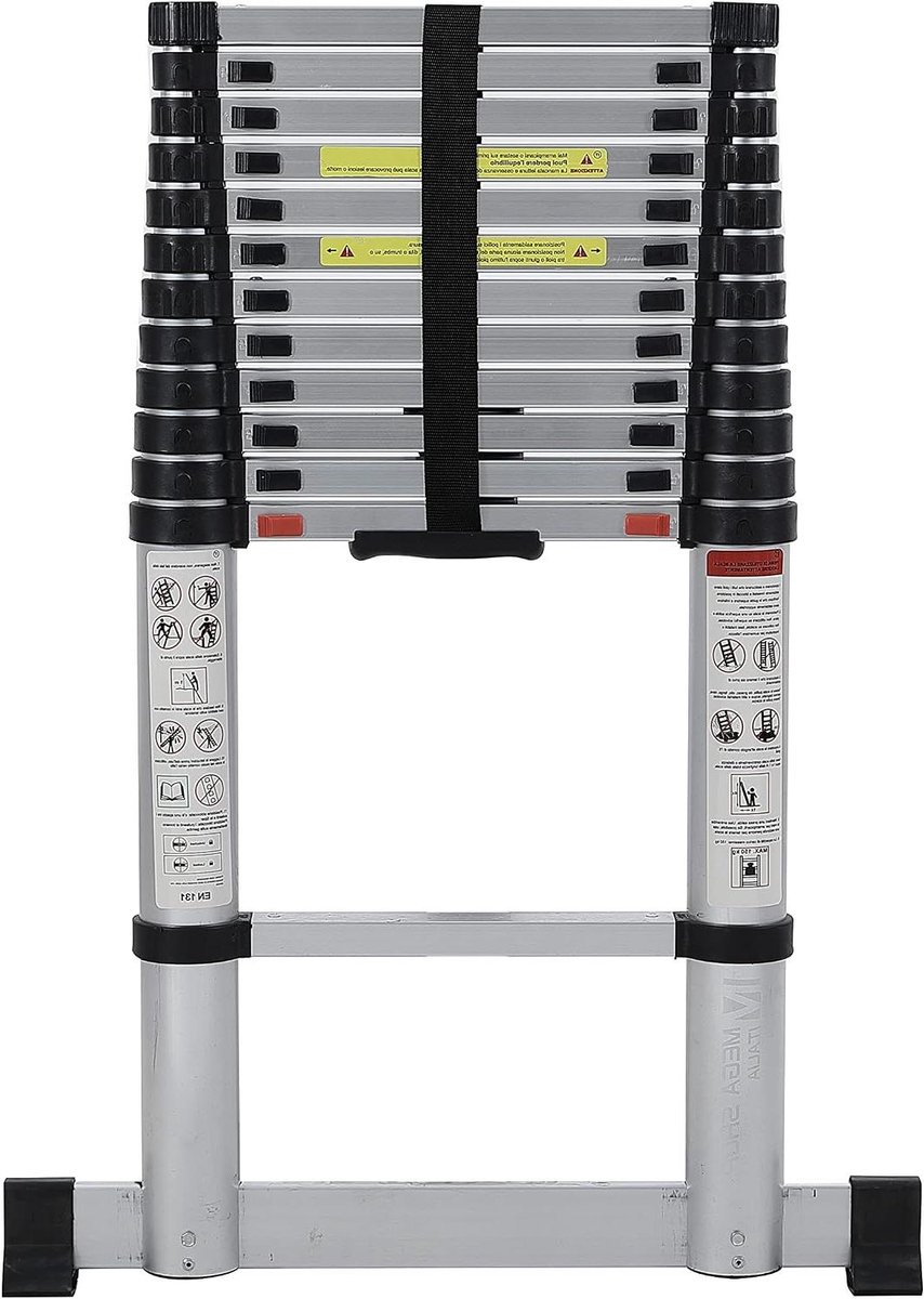Telescopische Ladder - Opvouwbare Ladder - Klusjes Binnen - Soft Close Mechanisme - 38 Meter - Aluminium