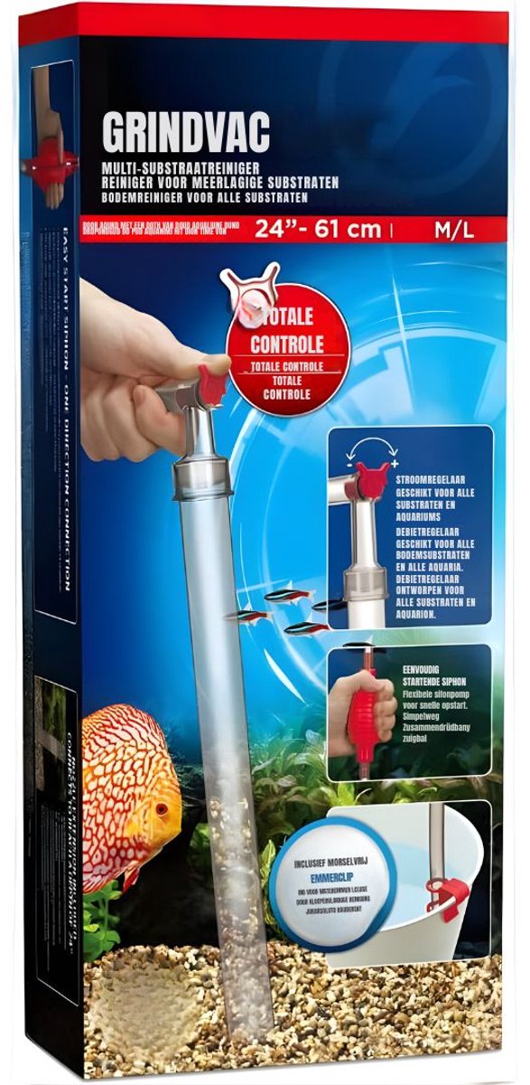 KIRA® Aquarium Stofzuiger - Gravel Cleaner met Sifon Handpomp - Handmatige Aquarium Bodemreiniger - Rood - 10cm x 19cm x 45cm