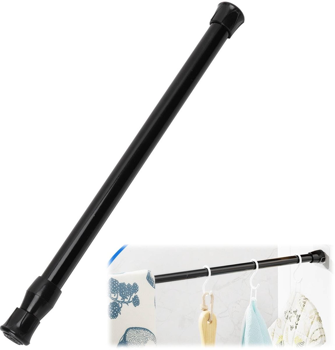 Telescoopstang 25-90 cm - Zwart, zonder boren