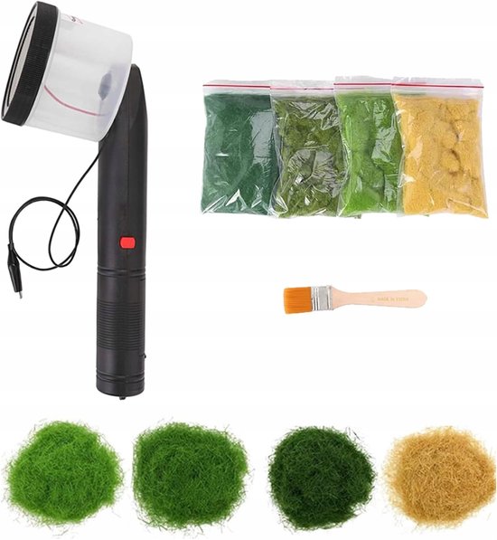 Vlokmachine - Flock Bevlokkingsset - Mini Statische Grasapplicator - Gras Applicator - Modelbouw - 4 Kleuren - 30g - ABS - Voor Zandtafel & DIY & Modellering — afbeelding 2