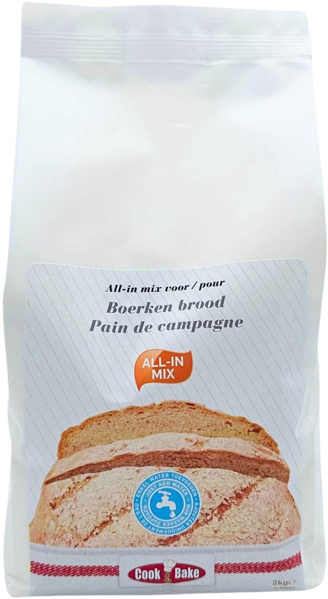 Cook & Bake - All-in Broodmix - Boerken Wit Brood - Alleen water toevoegen - 2 kg