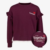 TwoDay meisjes sweater met kant bordeaux rood - Maat 158/164