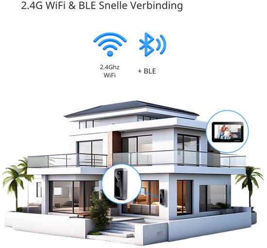 Hozard® Deurbel met Camera 32GB - WiFi + APP - Draadloze Video Deurbel Met Monitor - 5 inch IPS-Scherm van Hozard — afbeelding 3