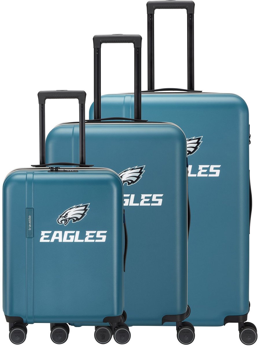 Travelite travelite x NFL 4 wielen Kofferset 3-delig met uitbreidingsplooi - Harde bagage - TSA slot - philadelphia eagles