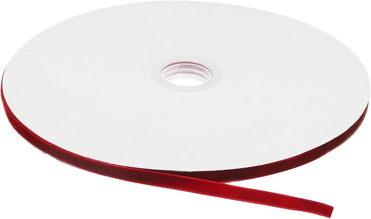 Fluwelen lint 1/4" x 25 Yard Eenzijdige spoel Zijdeachtig voor Ambachten Ambachten Geschenkverpakking Strik Decoratie Wijnrood