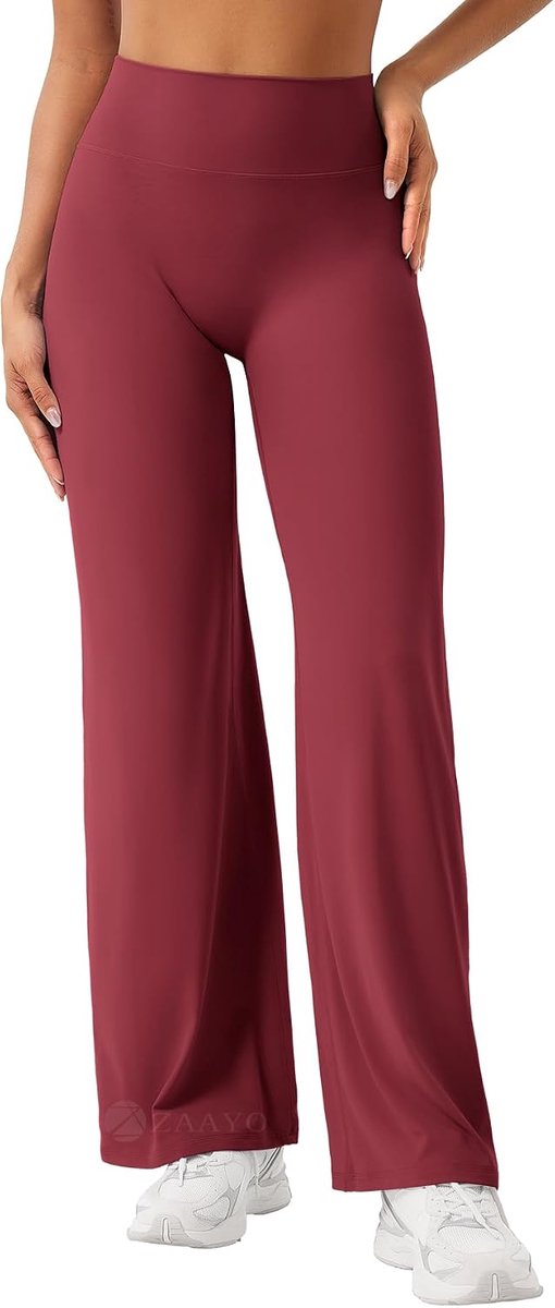 Naadloze yogabroek voor dames, rechte legging, hoge taille, met wijde pijpen, voor sport, yoga, ondoorzichtig