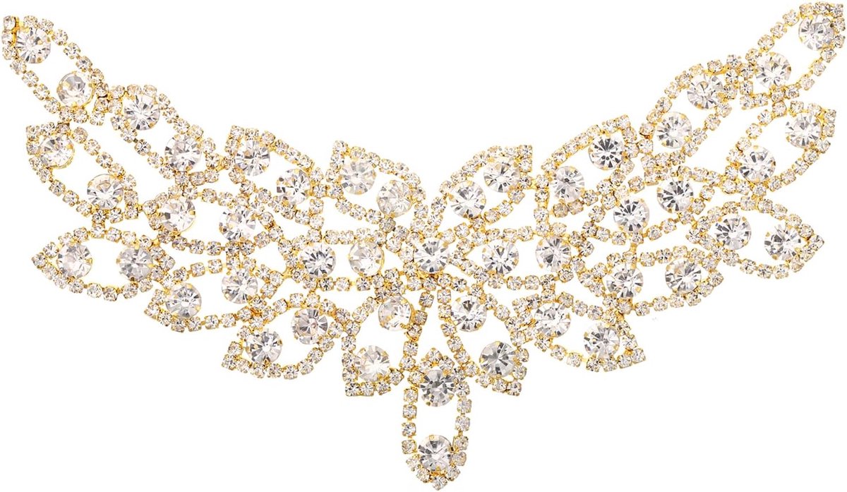 Strass kristallen applicatie, decoratie bruidsjurk voor handwerk, dames, voor het opnaaien van sieraden met strass, witte riem, bruidsjurk, goud
