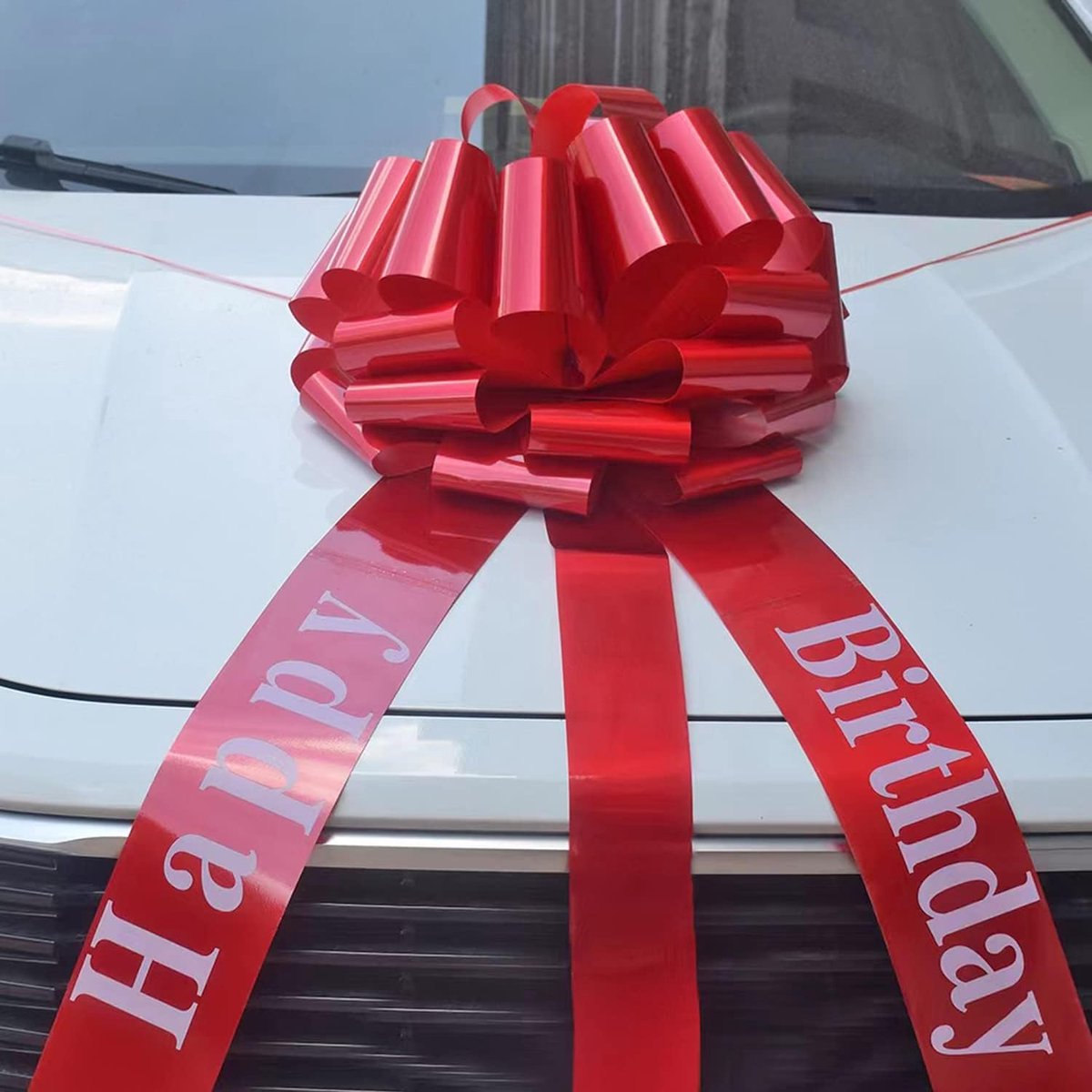 Strik, grote mazen voor auto, Happy Birthday-cadeau, fiets, cadeaustrik groot - XXL 45 cm, enorme cadeaustrik voor bruiloften, nieuwe huizen, feesten en linten, 600 cm lang