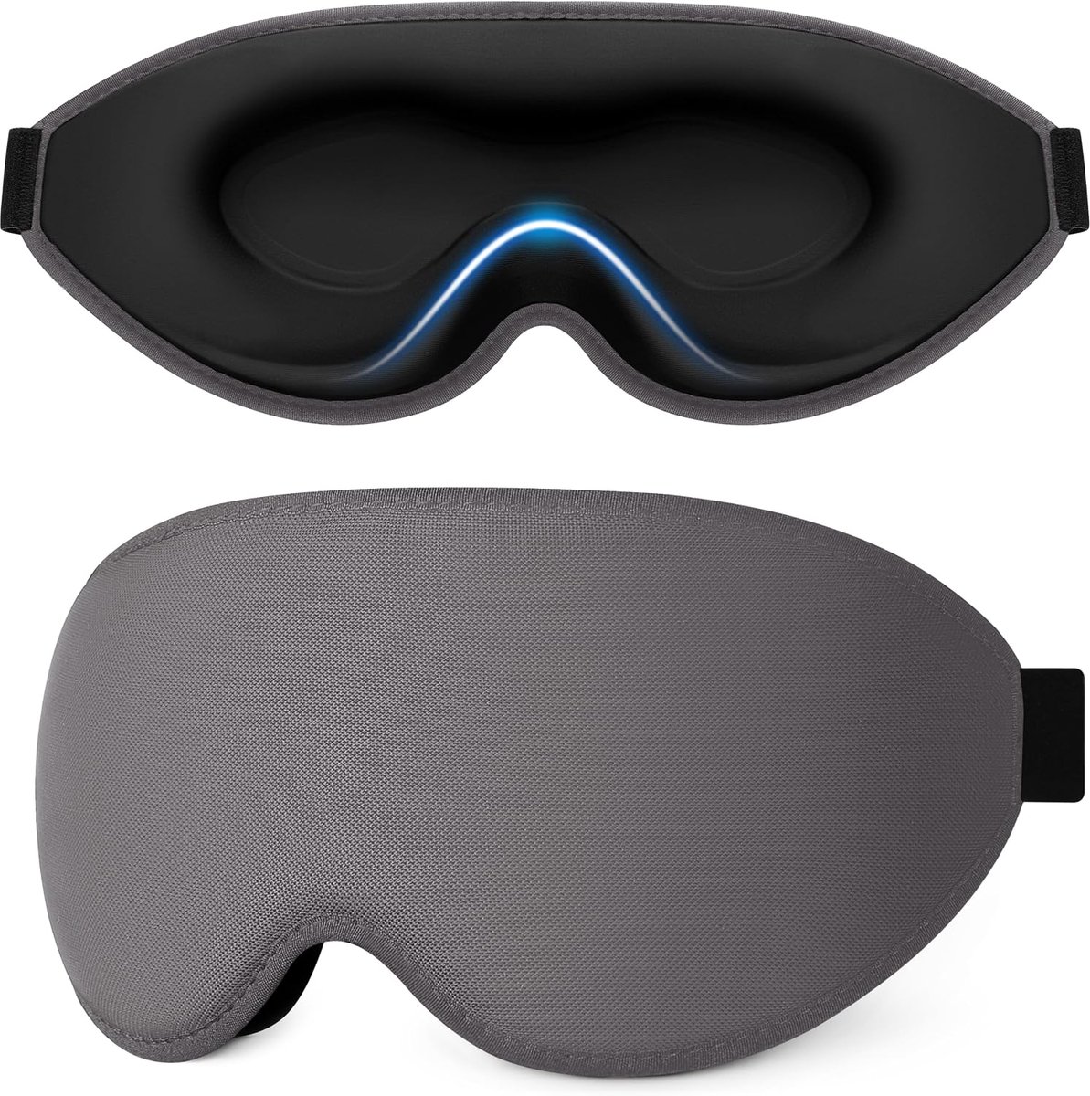 3D Slaapmasker voor Zijslapers, Upgrade Oogmasker Heren & Dames | Lichtblokkerend Ergonomisch Slaapmasker met Verstelbare Band, Ademend & Comfortabel voor Slaap/Reis/Vlucht-Donkergrijs