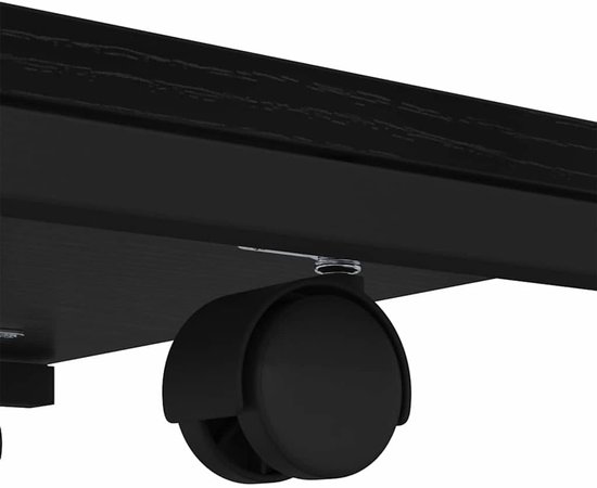 Bijzettafel met wielen in eikenlook, 50 x 35 x 55,5 cm, zwart, met plank en opbergruimte, gepoedercoat metalen frame, houtmateriaal, voor woonkamer — afbeelding 5