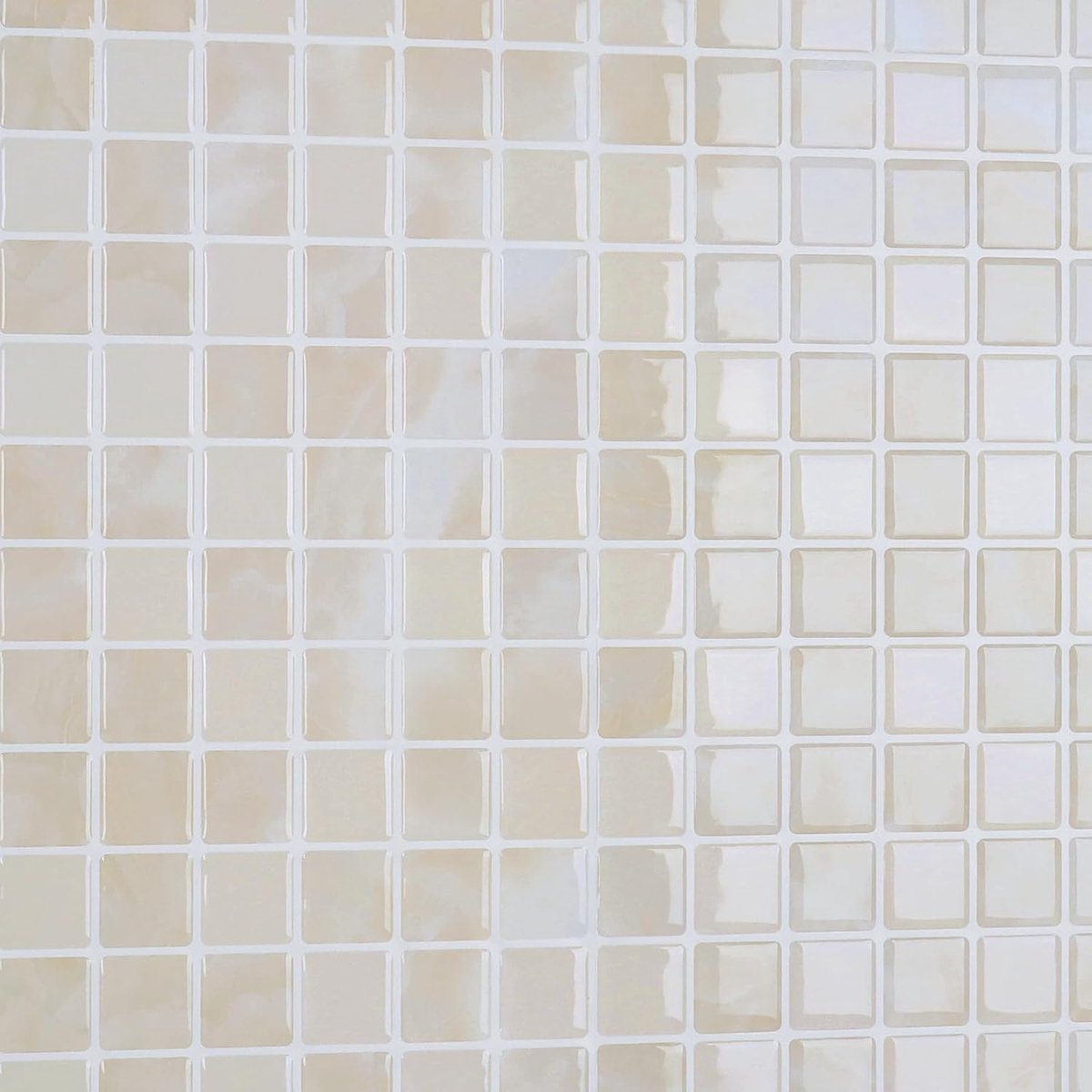 16 stuks schil en plak wandtegels beige mozaïek tegelstickers waterdichte spatwand voor keuken marmeren effect zelfklevende tegelstickers badkamer wandtegels voor wasruimte 30,5 cm x 30,5 cm