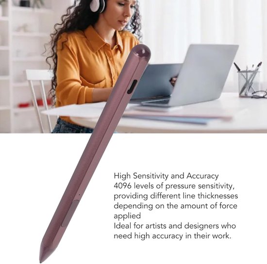 Styluspen, MPP 2.0 Tilt Palm Rejection Oplaadbare Actieve Pen met 3 Vervangende Penpunten, Laptop Stylus Pen met 4096 Drukgevoeligheid (-2612240035114) — afbeelding 3