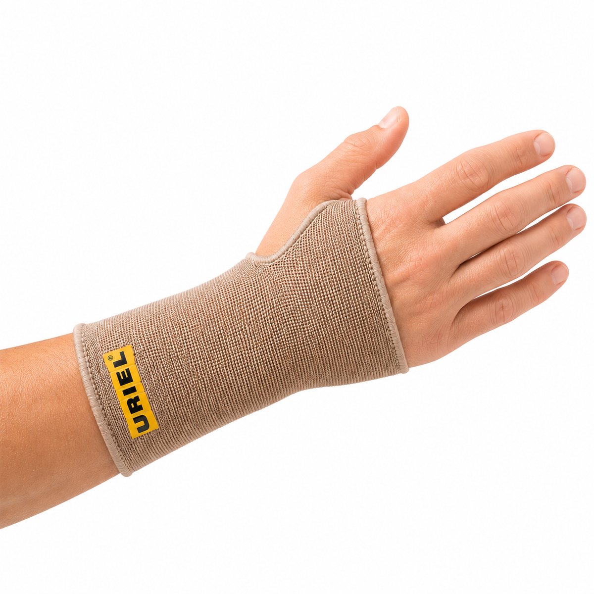 Uriel - Polsbrace Stretch - Polsbandage - Unisex - Beige - Past Links en Rechts - Maat M
