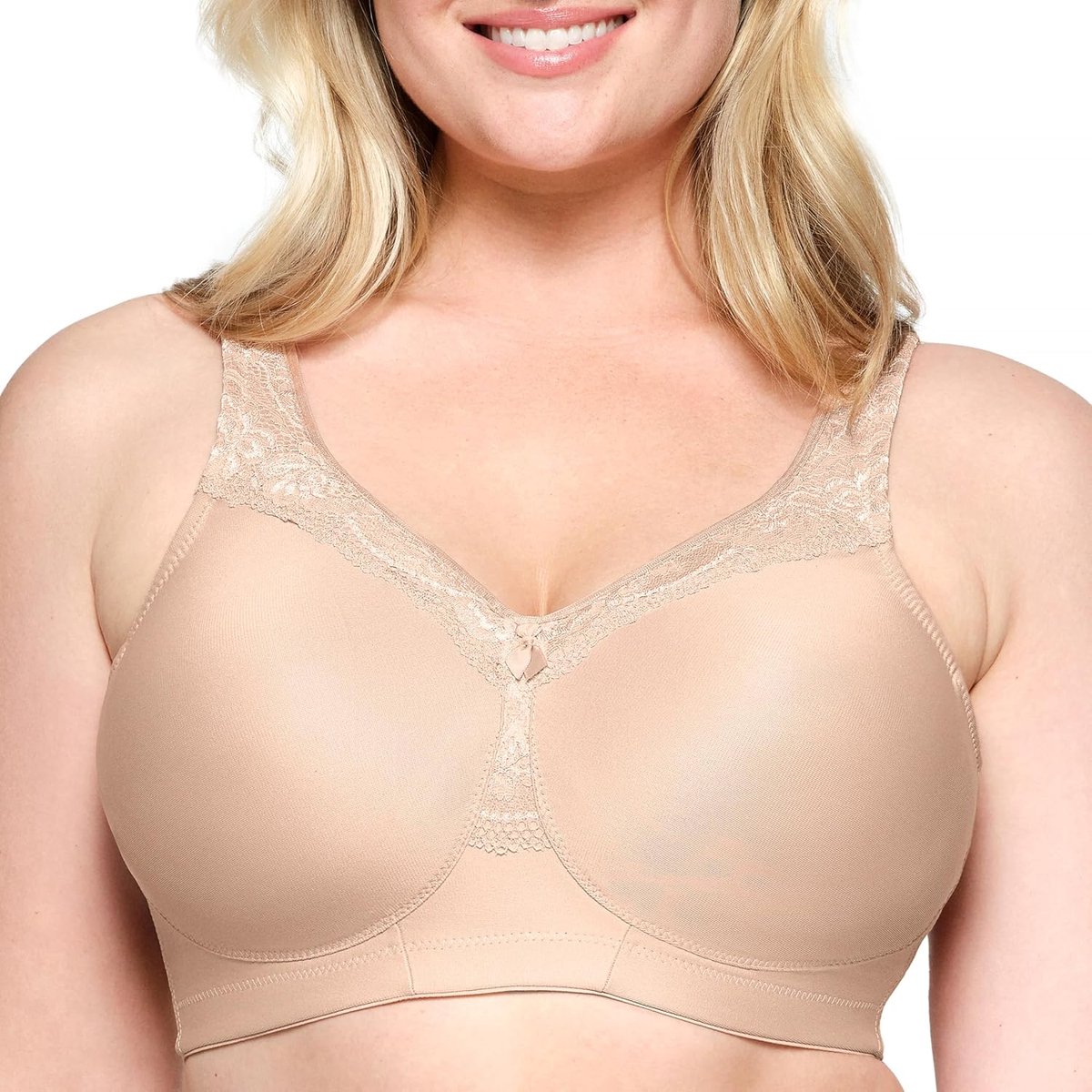 Volledige figuur Plus Size MagicLift Naadloze Dagelijkse BH Draadloos #1007, Café, 115G