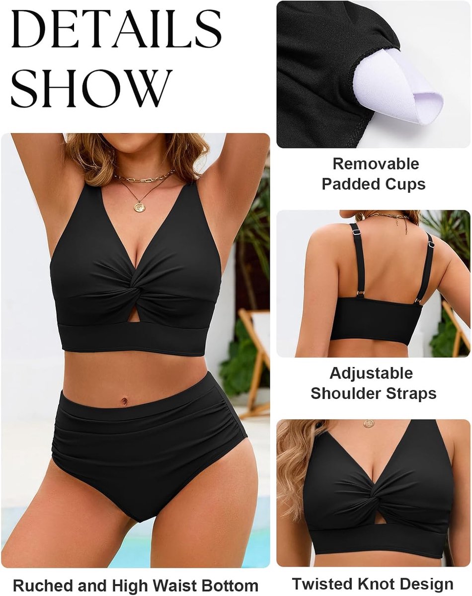 Badmode voor dames, 2-delig, gedraaid, push-up, cut-out, bikiniset, figuurvormend, platte buik, hoge taille, elegant, zwemkleding met bloemenprint