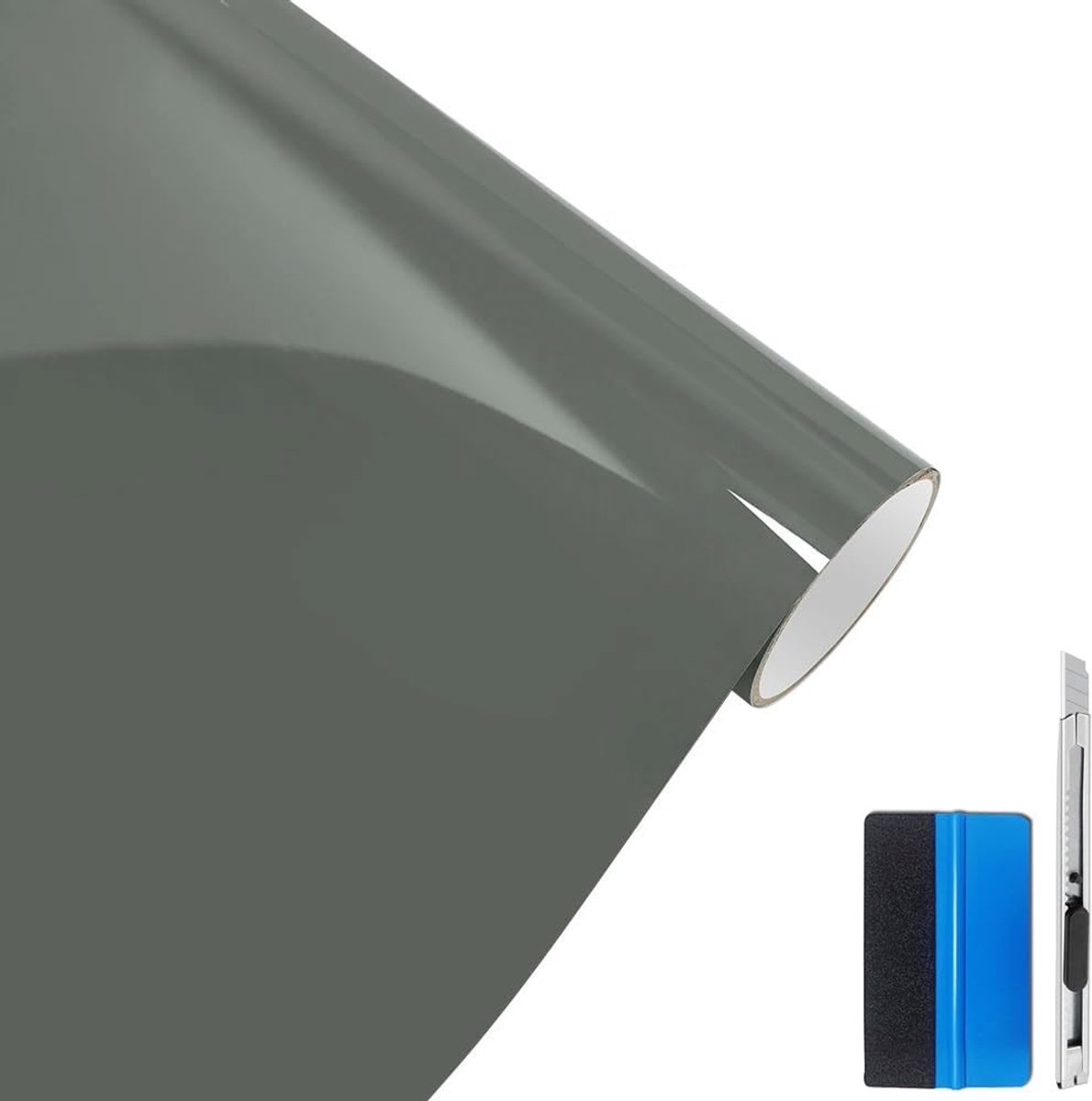 Premium vinylfolie met ventilatiekanalen voor autodak, spatbord, motorpilaar, pianozwart (grijs Nardo, 30 cm x 150 cm)