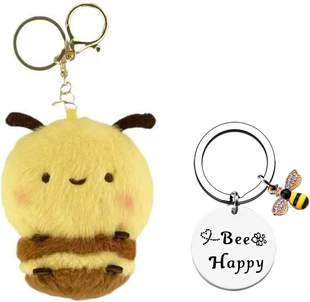 1 set, geluksbrenger bij-sleutelhanger met vleugels en geluksmunt, cadeau voor vriendin, zus, mama, collega, goede verbetering, moedermaker, beste vriendin, verjaardag