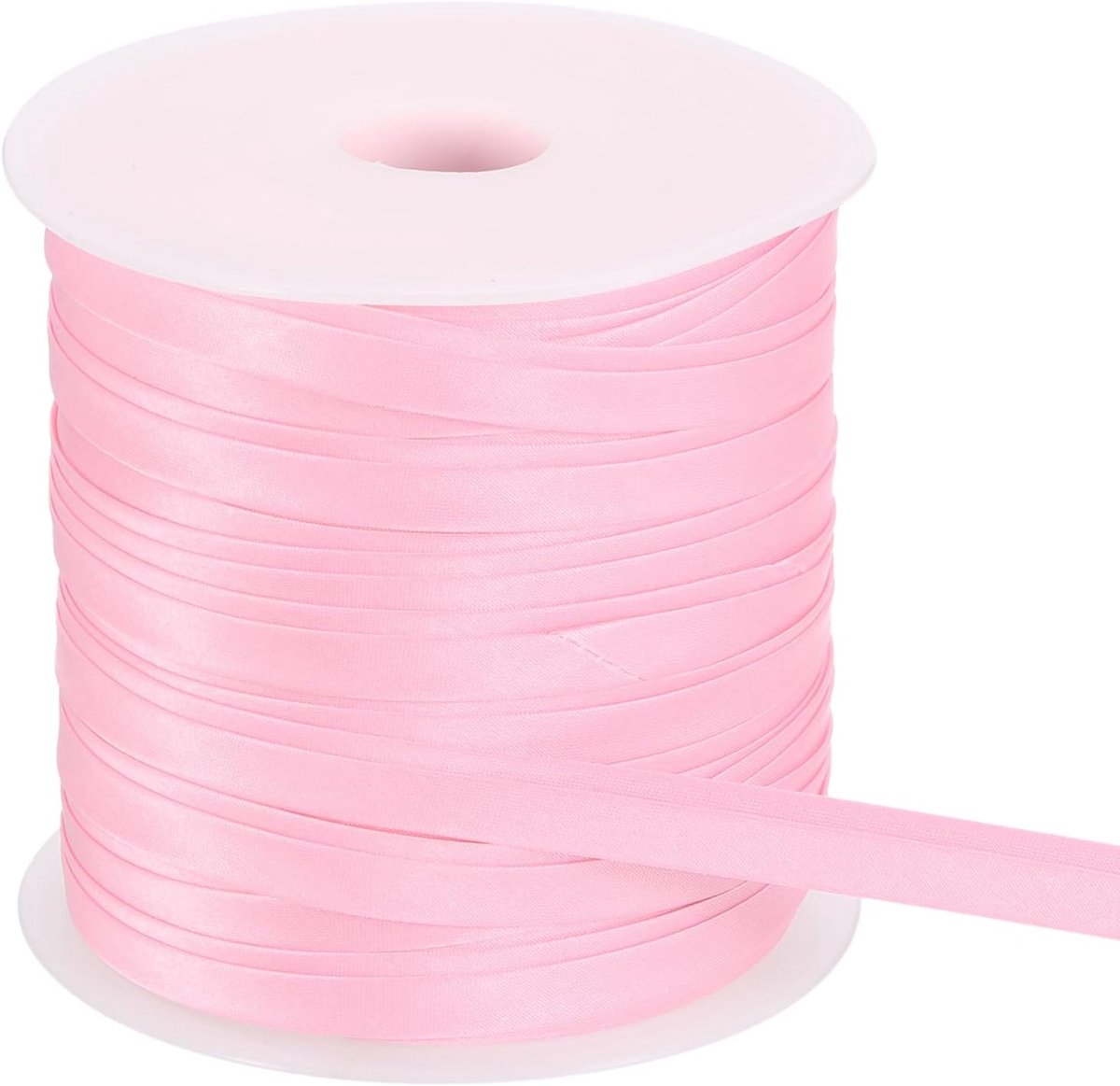Double Fold Bias Tape voor Naaien 3/8 Inch x 55 Yards Satijn Voorgevouwen Continu Lint voor Zoom Naaien Stikken Randen DIY Ambachten, Lichtroze