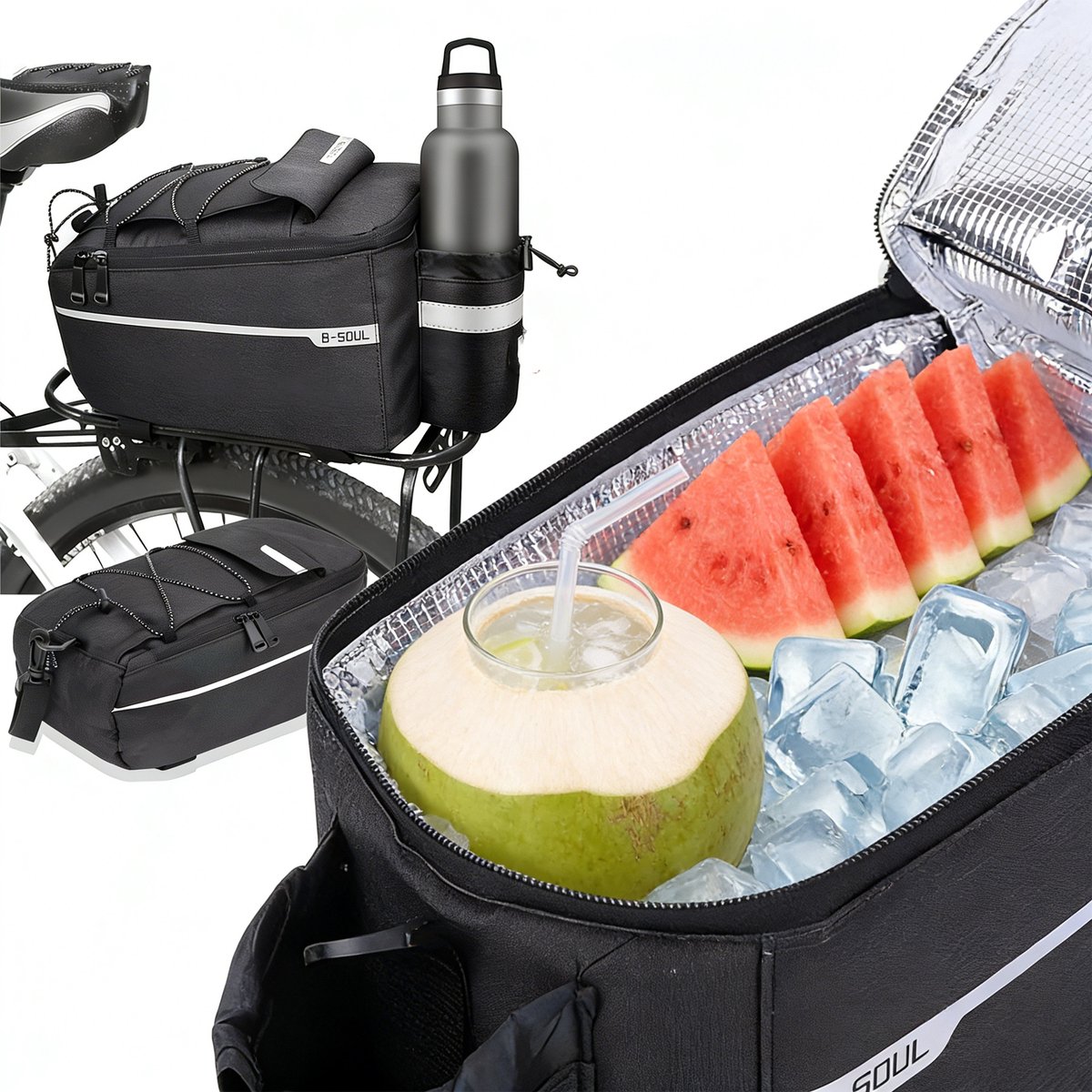 Thermische Fietsbagagedrager Tas 10L, waterdicht, reflecterend