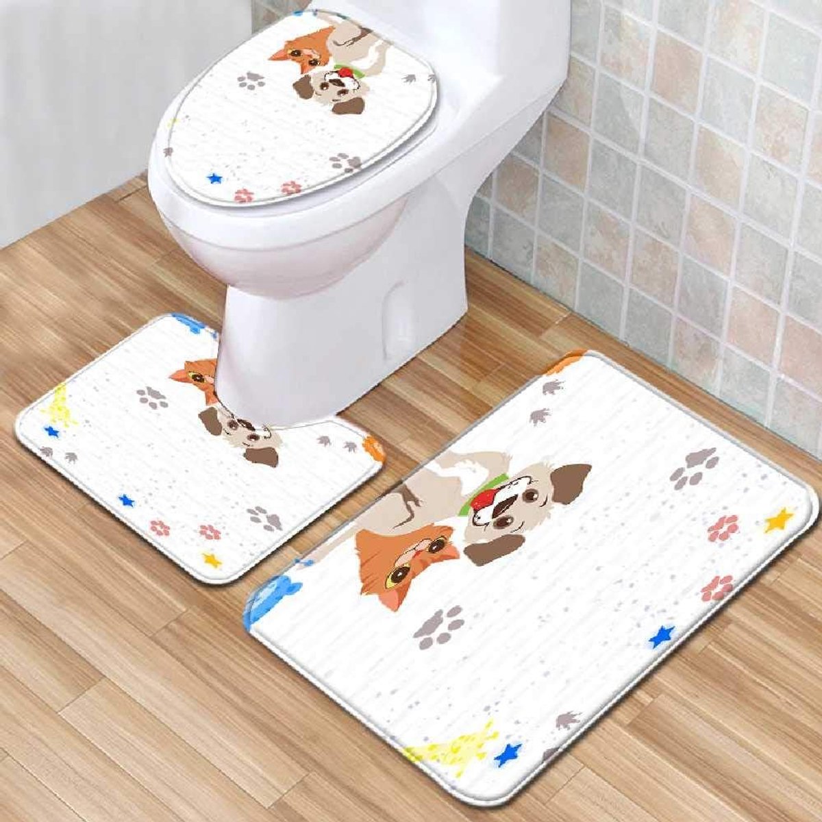 Badkamermat, Badmat, Driedelige Badkamer Anti-slip Mat, Vloer Mat Deurmat, Machine-wasbare Badkamer Tapijt 50cmx80cm