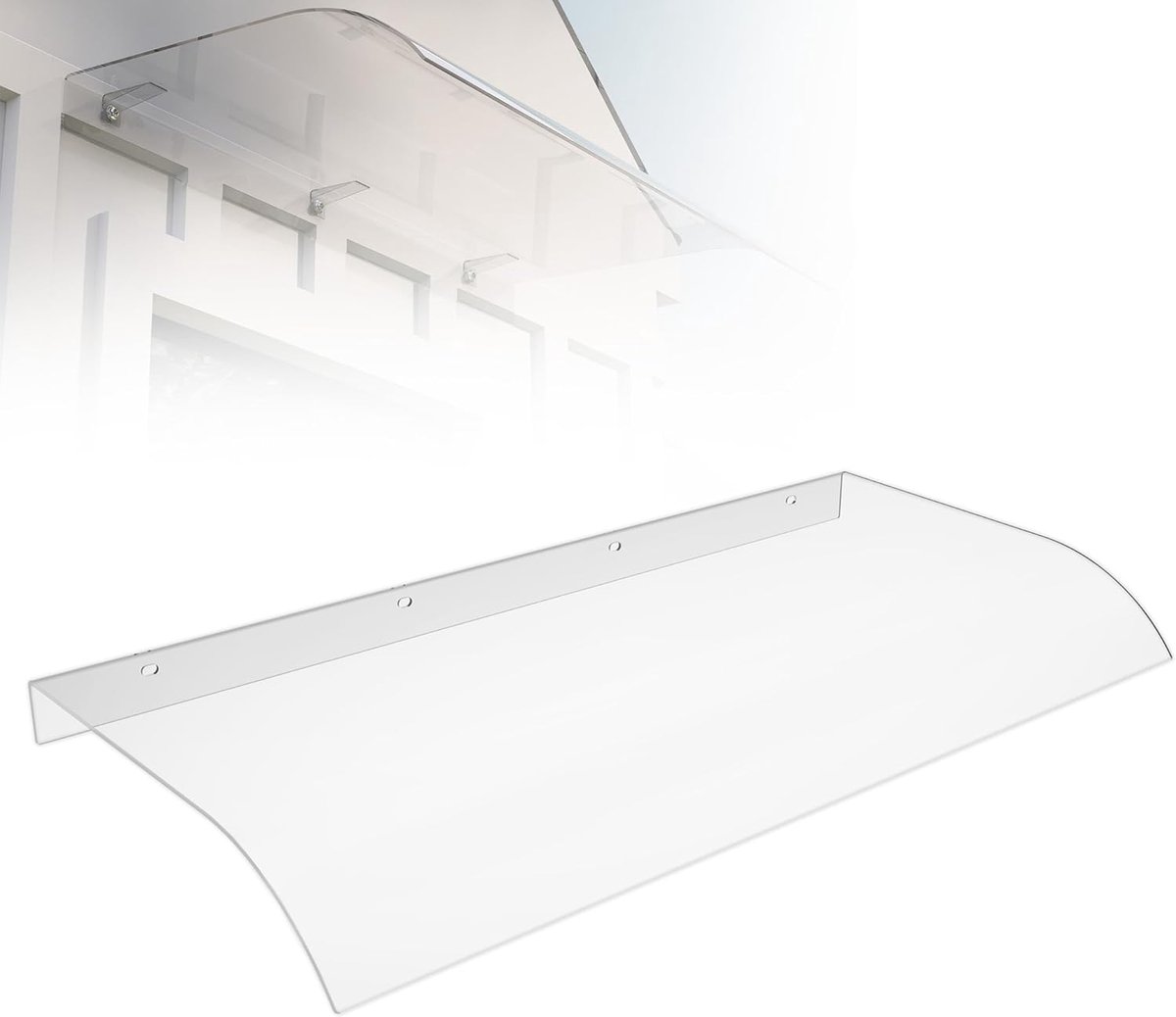 Luifel voor huisdeur, 50 x 120 cm, transparant, PET, 3,5 mm dik lessenaarsluifel, uv-bestendig, overkapping, weerbestendig, met regenbescherming en windbescherming, voor balkon, ramen en ingang