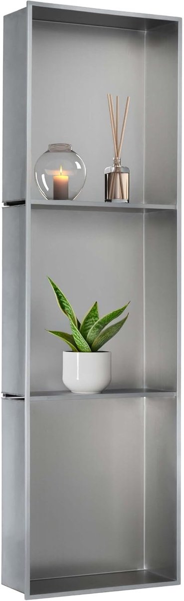 Muurnis roestvrij staal 30x100x12 cm - moderne douchenis, geen tegels nodig, waterdicht voor douche, badkamer, woonkamer, keuken, kantoor, zilver