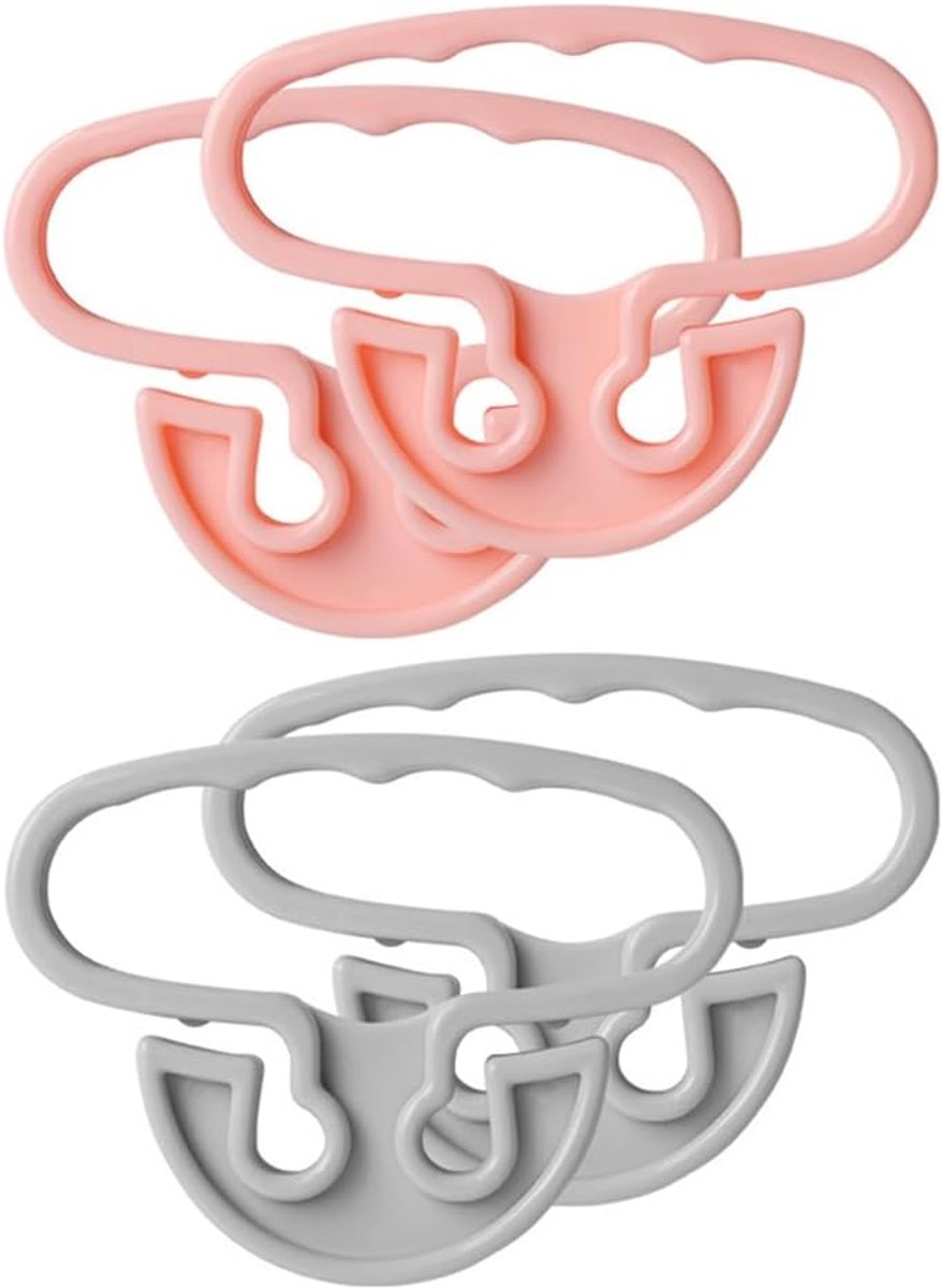 4 Stuks Handvat Boodschappentas Handgrepen Werkbesparend Winkelen Benodigdheden Boodschappentas Handgrepen Winkelaccessoire Reusable Plastic Zak Handvat Gereedschap, Roze, 9.50X7.20X1.00CM