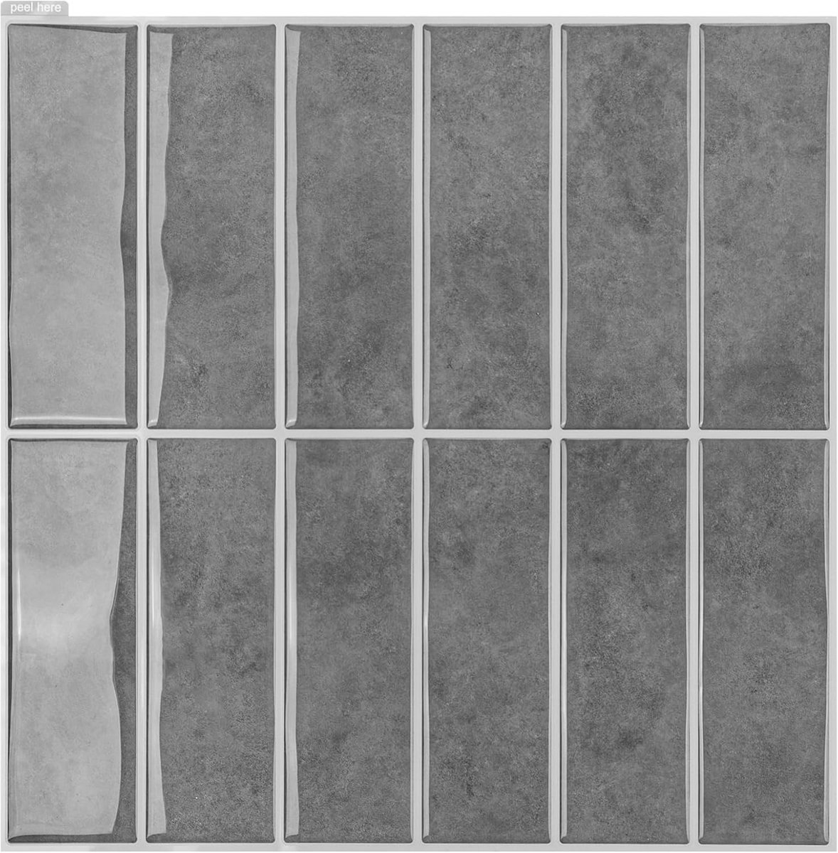 10 vellen Peel and Stick Splashback Metro Tegels 30 x 30 cm, Zelfklevende Muurtegels Stickers voor Keuken Badkamer Woonkamer Plak op tegel, Rechthoek Grijs