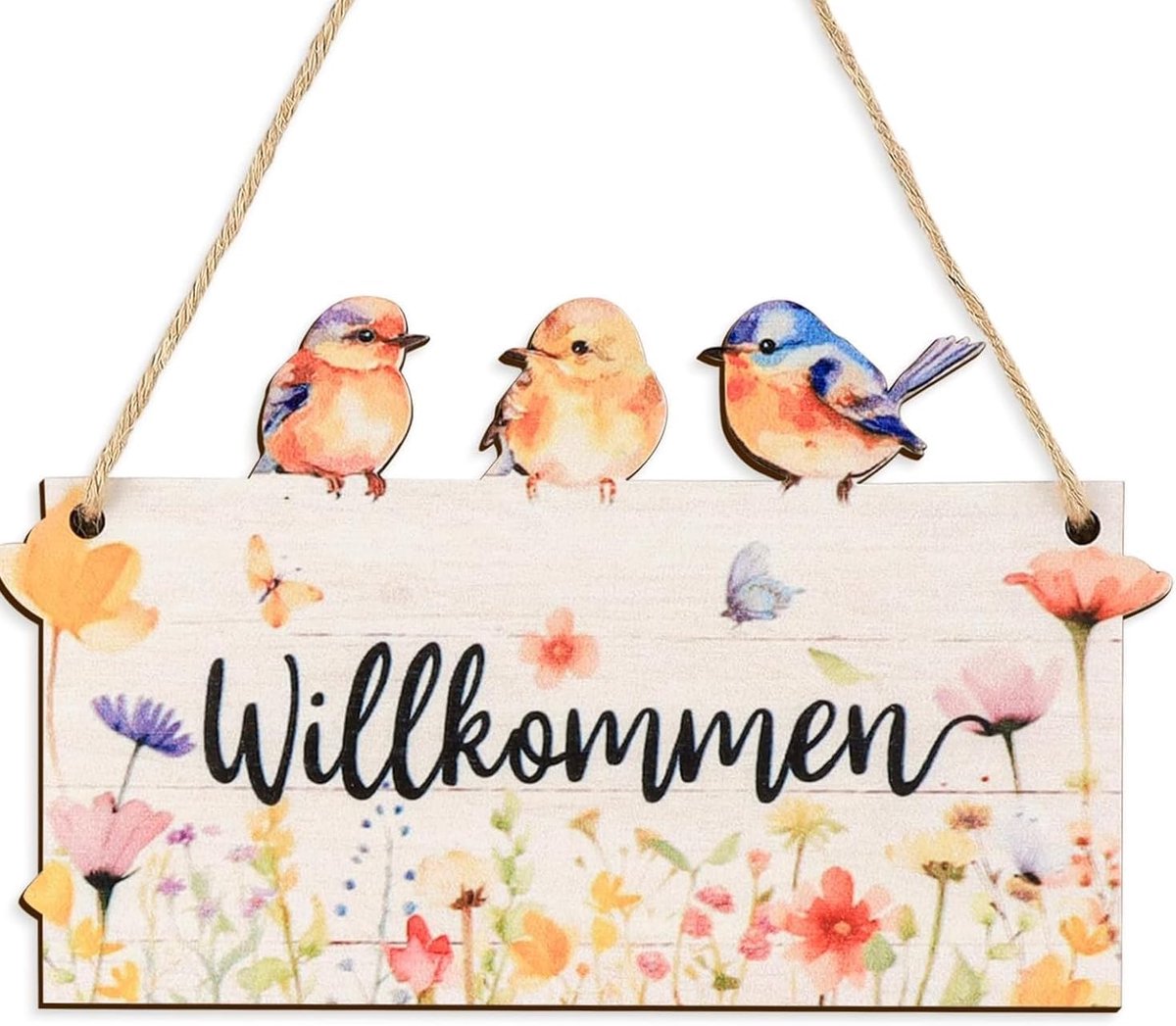 Bord lente deurbord van hout met ophangkoord decoratie voor de voordeur, mooi cadeau voor housewarming of richtfeest