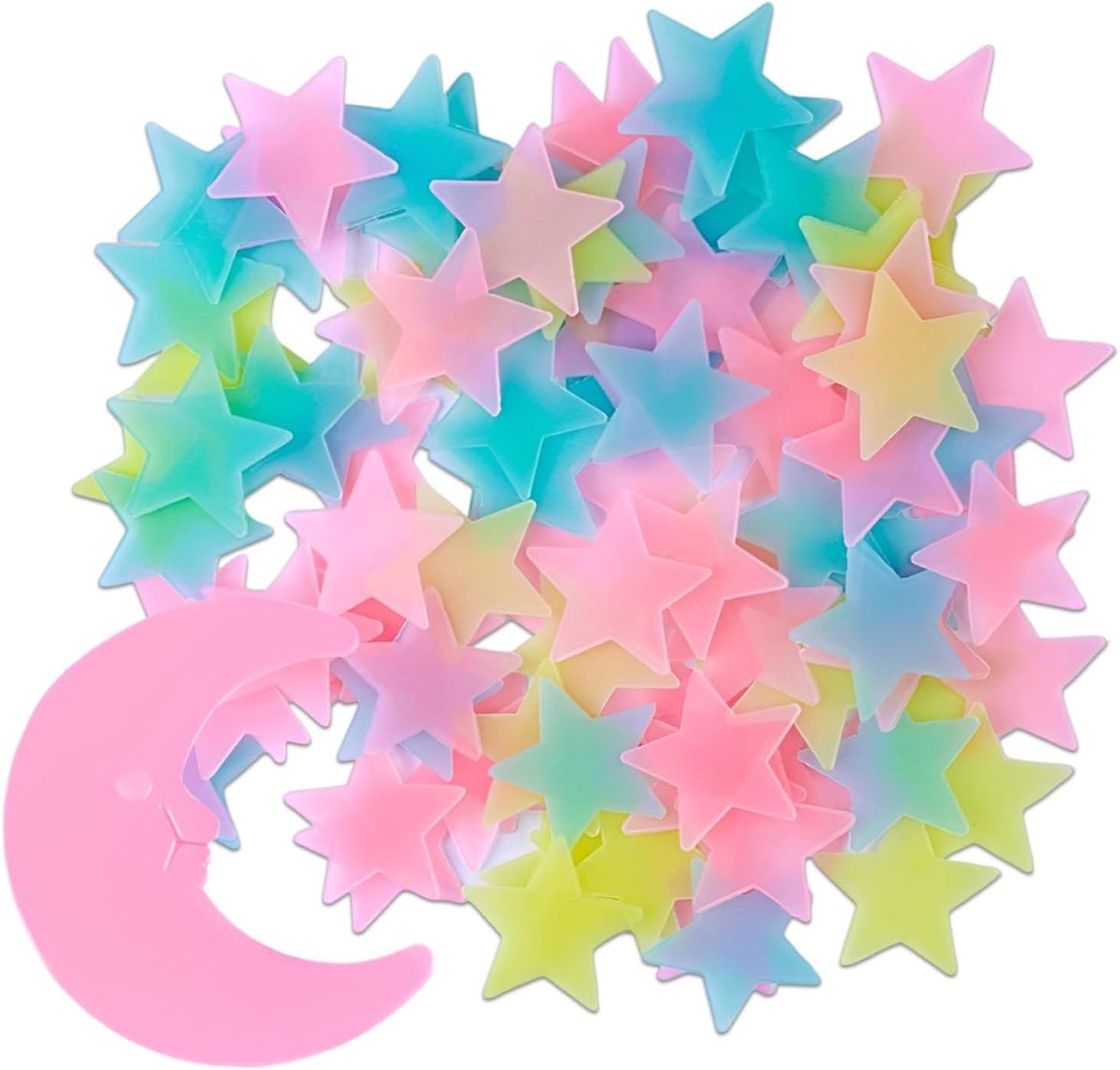 Sterren voor de kinderkamer, zelfklevend, 201 stuks, kleurrijke sterren en maan, voor kinderkamer, lichtgevende muursticker, sterrenhemel, babykamer, decoratie, glow in the dark stars
