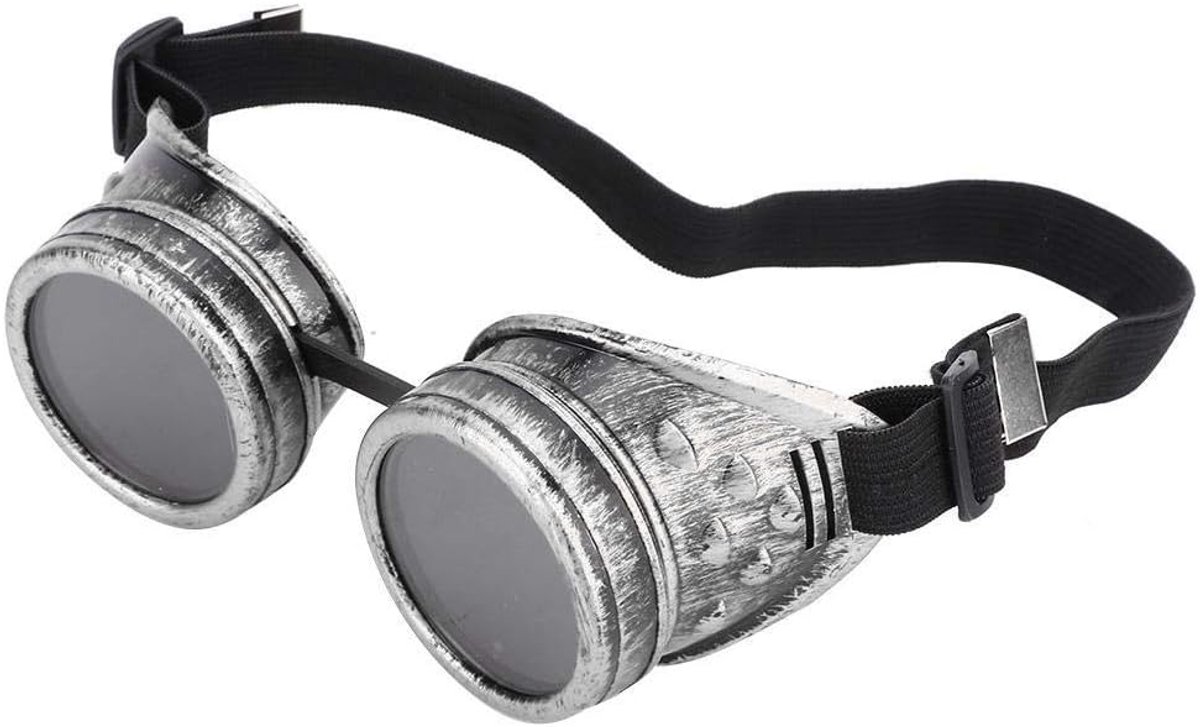Bril, ABS dubbellaagse industriële bril Steampunk bril Vintage Steampunk bril (oude silcer)