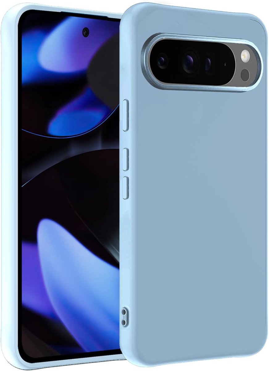 - Case voor Google Pixel 9 Pro - Siliconen Hoes - Backcover Hoesje - Slank Design Lichtblauw