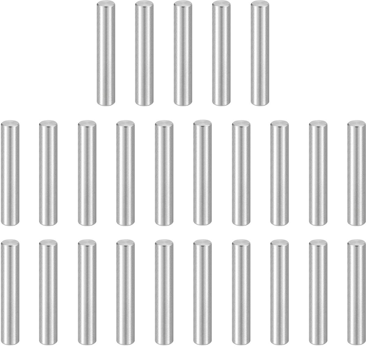 25 stuks cilinderpennen, M8 x 45 mm, 304 roestvrij staal, plankhouder, pstang, bevestigingselementen voor metalen apparaten, doe-het-zelf houten meubels, zilver