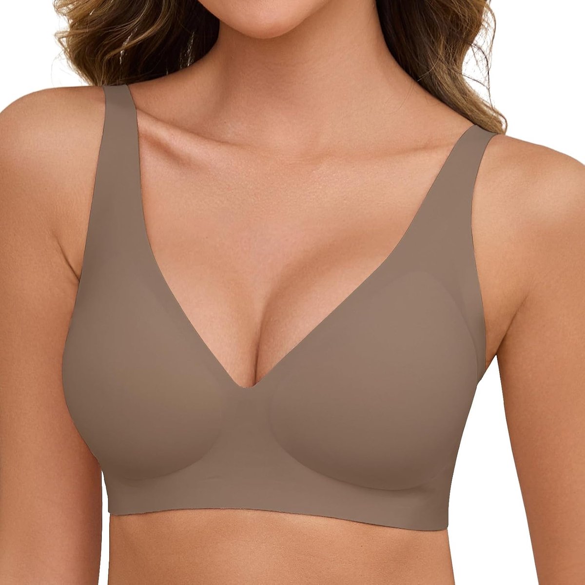 Zonder beugel voor dames, sexy V-hals, push-up beha, gevoerd, comfort naadloze beha met beha-verlenging
