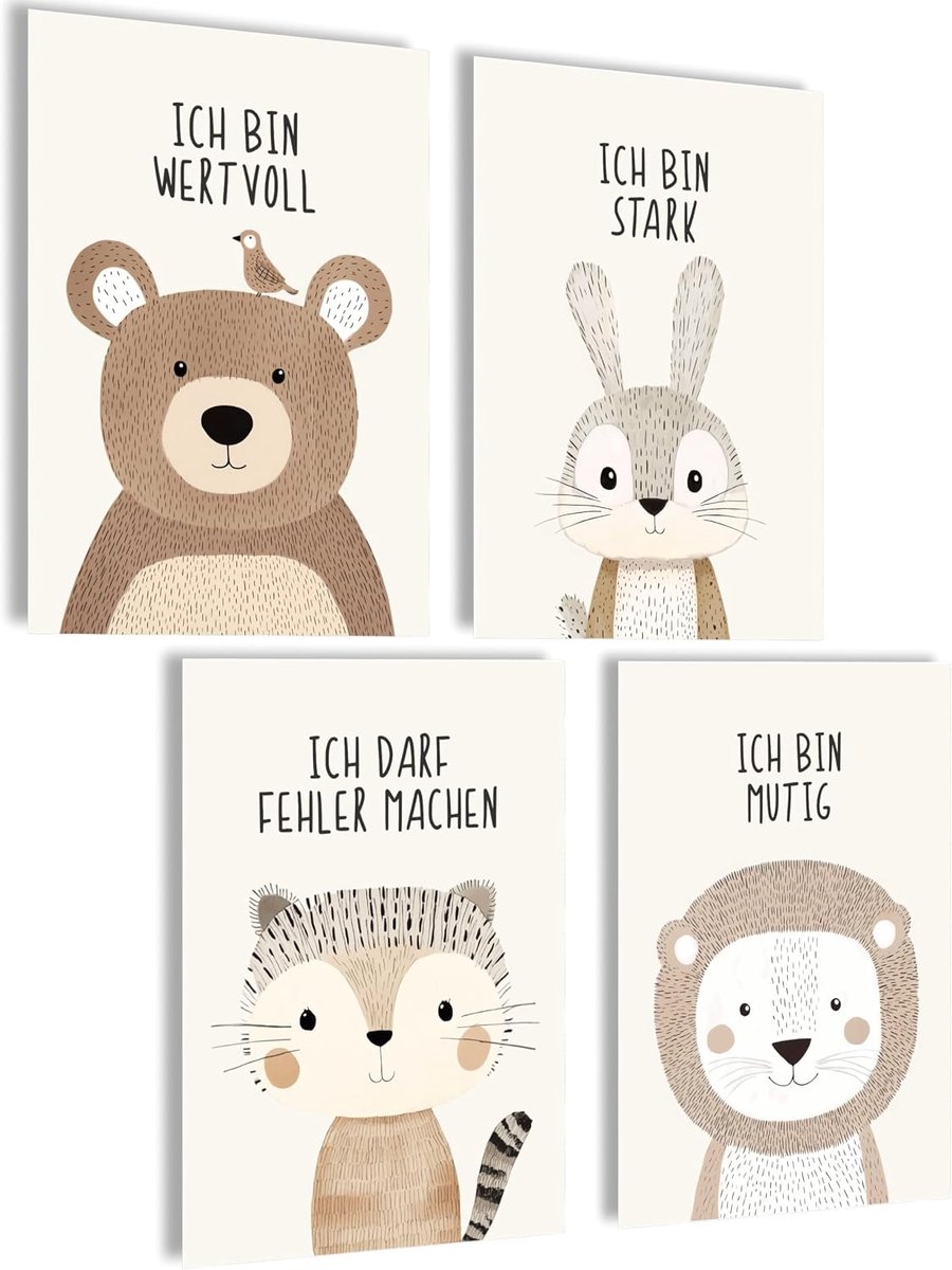 Afbeeldingen kinderkamer jongens babykamer posterset wandafbeeldingen meisjes decoratie foto's voor kinderkamer (bevestigingen)