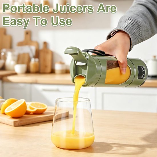 Blender smoothie maker to go, 450 ml, draagbare blender met led-display, 12 messen, kleine mixer voor shakes en smoothies, oplaadbare mini-blender voor reizen, outdoor, olijfgroen van Blender — afbeelding 3