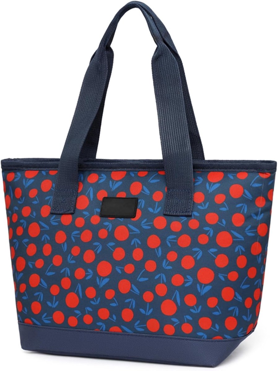 Geïsoleerde lunchtas voor dames en heren, herbruikbare lunchbox lekvrije koeltas (7,5 l, B-Navy Cherry)
