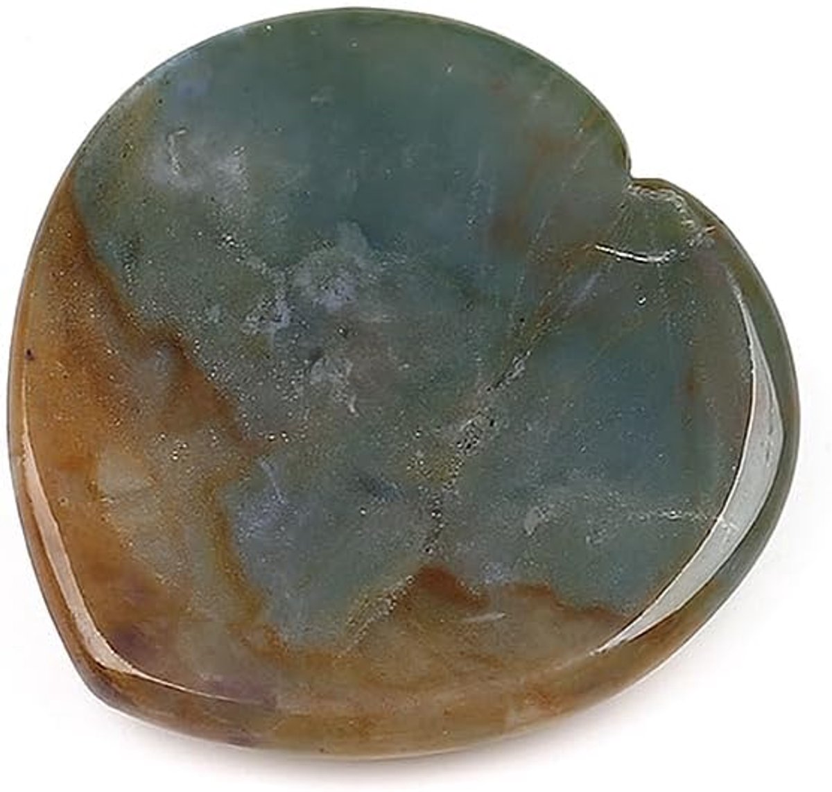 Natuurlijke Indiase agaat, gepolijst kristal met energie-eigenschappen, gepolijst hart, steen, zorgen, hart, 4 x 4 x 0,7 cm (Indiase agaat)