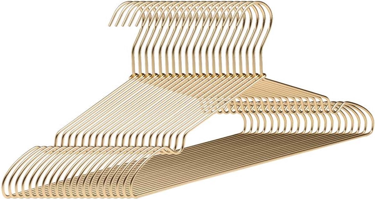 Kleerhangers van aluminium, 10, 20, 30 en 40 stuks, 42 cm lang, roestvrij en robuust, goudkleurig, 20 stuks