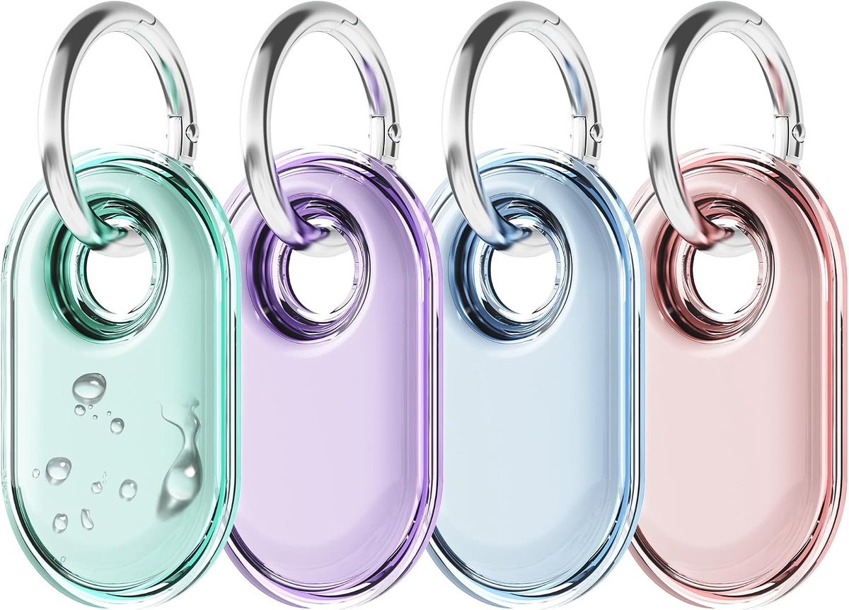 Set van 4 hoesjes voor Samsung Smart Tag 2, met sleutelring, waterdichte TPU-hoes voor Galaxy SmartTag2, valbeveiliging, krasbestendig, vind je bagage, rugzakken, sleutels en meer (4 kleuren)