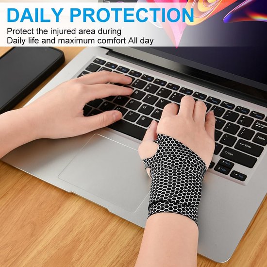 Elastische polsbrace, ultradun, ademend, polsbrace met ultradunne peesmantel, voor artritis, tendinitis, carpale tunnel en verstuiking, dames en heren — afbeelding 2
