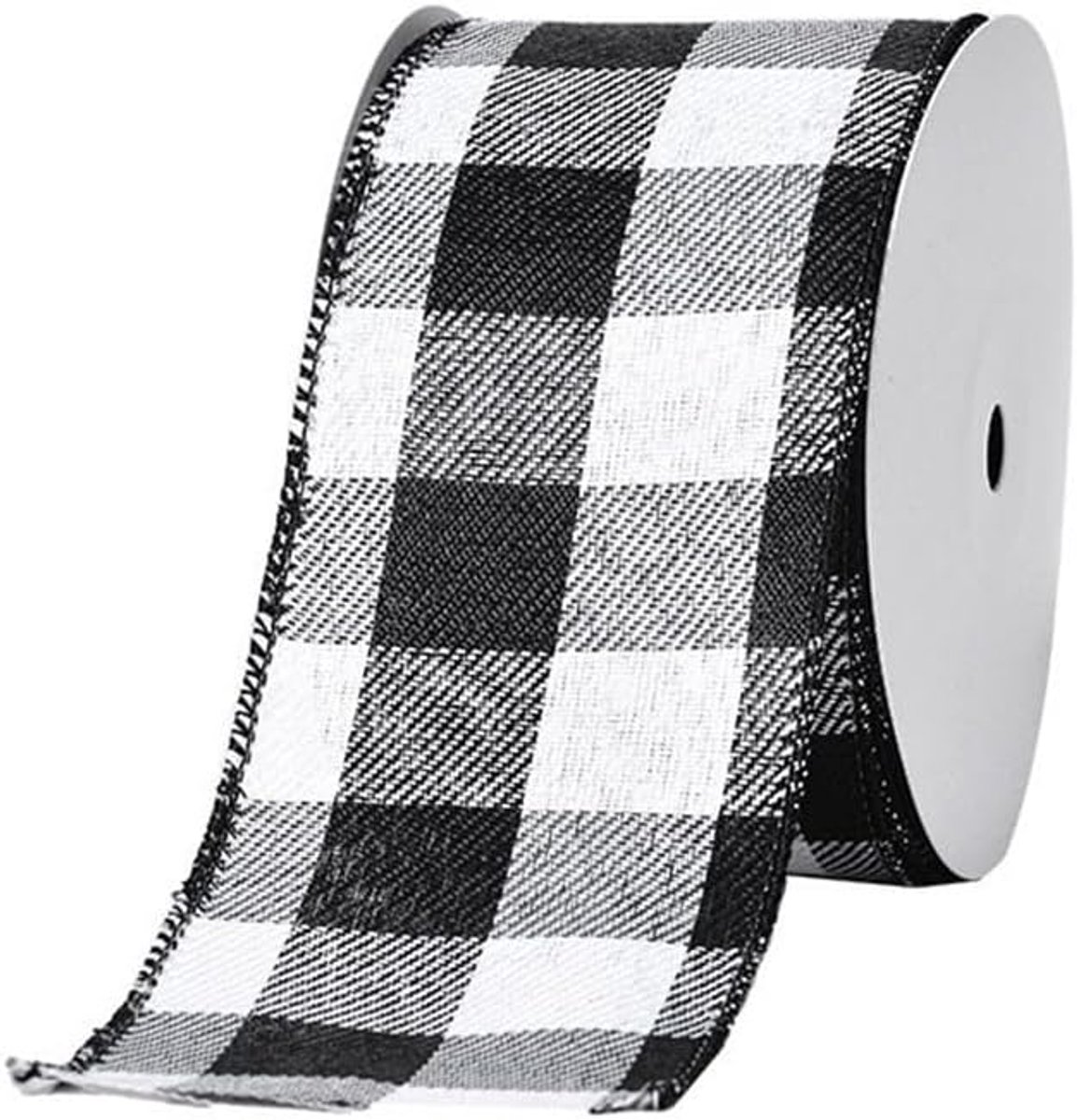 63 mm kleurrijk kerstlint kerstlint draadrand lint glitter lint decoratieband stoffen lint knutselband voor geschenkverpakking kerstbomen decoratie zwart-wit geruit